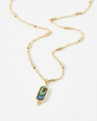 Oliver Bonas - Alys Oval Paua Shell Gold Plated Pendant Necklace - Lyst