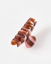 Oliver Bonas - Hazel Brown & Pink Stripe Hair Claw Clip - Lyst