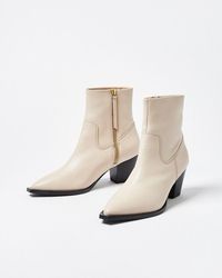 Oliver Bonas - Western Off Leather Heeled Boots - Lyst