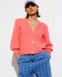 Oliver Bonas - Puff Sleeve Sparkle Knitted Cardigan, Size 16 - Lyst