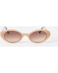 Oliver Bonas - Taupe Oval Acetate Sunglasses - Lyst