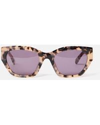 Oliver Bonas - Milky Faux Tortoiseshell Angled Cat Eye Acetate Sunglasses - Lyst