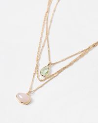 Oliver Bonas - Melody Triple Row Layered Pendant Necklace - Lyst
