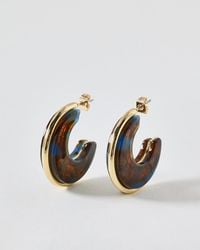 Oliver Bonas - Irene Resin & Gold Tone Hoop Earrings - Lyst