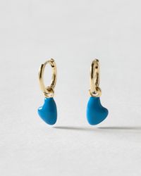 Oliver Bonas - Saskia Enamel Heart Drop Huggie Earrings - Lyst