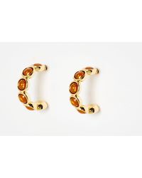 Oliver Bonas - Skylar Circular Smoked Topaz Stone Hoop Earrings - Lyst