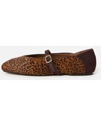 Oliver Bonas - Leopard Print Leather Ballet Flats, Size 3 - Lyst
