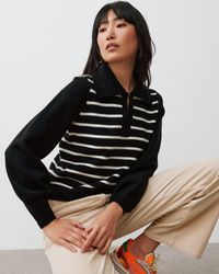 Oliver Bonas - Monochrome Collared Stripe Knitted Jumper, Size 6 - Lyst