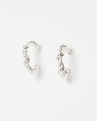 Oliver Bonas - Emira Twisted Textured Tone Hoop Earrings - Lyst