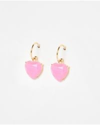 Oliver Bonas - Valeria Heart Charm Drop Hoop Earrings - Lyst