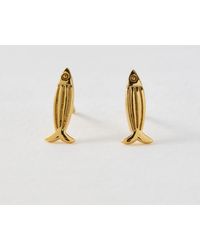 Oliver Bonas - Otto Textured Fish Stud Earrings - Lyst