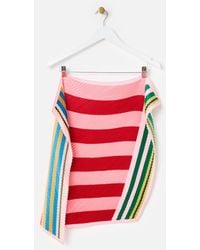 Oliver Bonas - Pink & Red Striped Pleated Square Scarf - Lyst