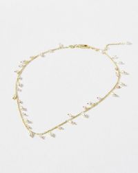 Oliver Bonas - Mae Opal, Rose Quartz & Freshwater Pearl Gold Plated Chain Necklace - Lyst