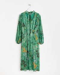 Oliver Bonas - Floral Metallic Stripe Midi Dress, Size 6 - Lyst