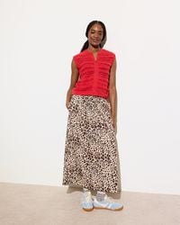 Oliver Bonas - Leopard Print Tie Waist Midi Skirt, Size 6 - Lyst