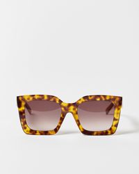 Oliver Bonas - Yellow Faux Tortoiseshell Square Angled Sunglasses - Lyst