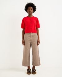 Oliver Bonas - & Ecru Striped Embroidered Pocket Cropped Wide Leg Jeans, Size 12 - Lyst