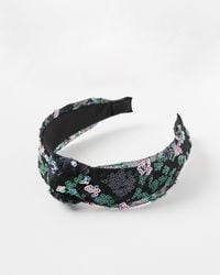 Oliver Bonas - Paloma Sequin Flower Green Knot Headband - Lyst