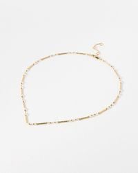Oliver Bonas - Maury Clear Glass Stone Fine Chain Short Necklace - Lyst