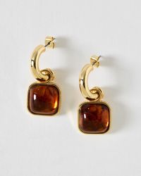 Oliver Bonas - Beulah Resin Square Charm Hoop Earrings - Lyst