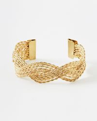 Oliver Bonas - Indra Plaited & Twisted Gold Cuff Bangle - Lyst