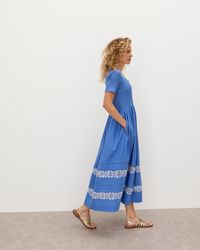 Oliver Bonas - & White Broderie Short Sleeve Midi Dress, Size 6 - Lyst