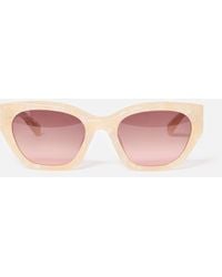 Oliver Bonas - Marbled Angled Cat Eye Acetate Sunglasses - Lyst