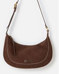 Oliver Bonas - Ida Chocolate Faux Suede Sling Crossbody Bag - Lyst