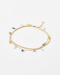 Oliver Bonas - Azure Beaded Layered Chain Anklet - Lyst