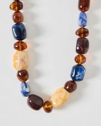 Oliver Bonas - Yetta Brown & Blue Resin Chunky Beaded Necklace - Lyst