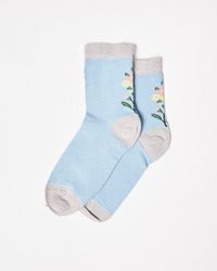 Oliver Bonas - & Silver Floral Ankle Socks - Lyst