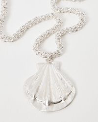 Oliver Bonas - Ariel Silver Shell Chunky Chain Pendant Necklace - Lyst
