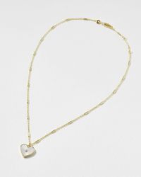 Oliver Bonas - Kairi Pearl Heart Drop Pendant Necklace - Lyst