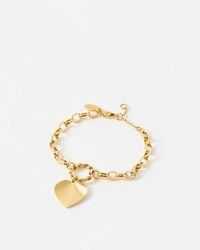 Oliver Bonas - Louisa Etched Heart Tone Waterproof Chain Bracelet - Lyst