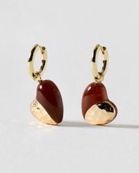 Oliver Bonas - Camille Gold Tone & Heart Drop Earrings - Lyst