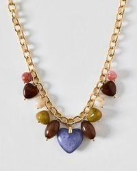 Oliver Bonas - Somaya Bead & Heart Pendant Chunky Necklace - Lyst