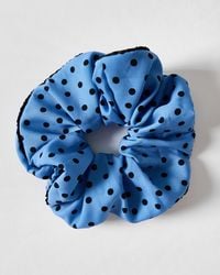 Oliver Bonas - Nancy & Black Polka Dot Frill Trim Scrunchie - Lyst