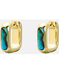 Oliver Bonas - Ava Paua Shell Square Hoop Earrings - Lyst