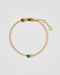 Oliver Bonas - Auden Onyx Inlay Heart Charm Chain Bracelet - Lyst