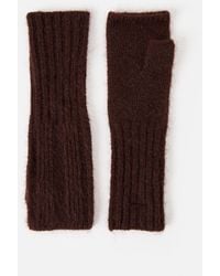 Oliver Bonas - Chocolate Ribbed Knitted Fingerless Gloves - Lyst