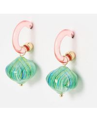 Oliver Bonas - Sammy Green & Pink Resin Statement Earrings - Lyst