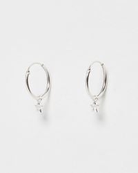 Oliver Bonas - Haru Engraved Star Charm Hoop Earrings - Lyst