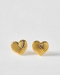 Oliver Bonas - Blair Tone Waterproof Engraved Heart Stud Earrings - Lyst