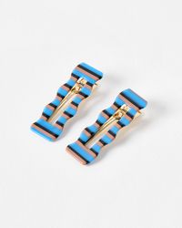 Oliver Bonas - Odelie Blue Striped Resin Wavy Clips Set Of Two - Lyst