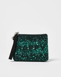 Oliver Bonas - Happy Beaded Green Zipped Pouch - Lyst