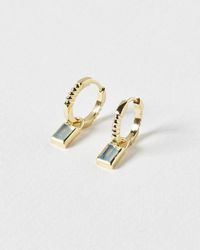 Oliver Bonas - Emma Chunky Hoop & Chalcedony Drop Gold Plated Huggie Earrings - Lyst