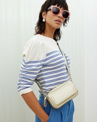 Oliver Bonas - Stripe Ruched Sleeve Jersey Top - Lyst