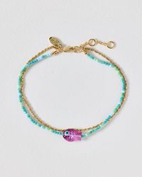 Oliver Bonas - Adara Fish Pendant Beaded Anklet - Lyst