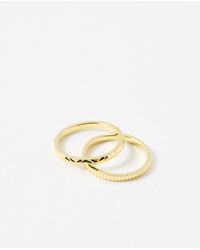 Oliver Bonas - Anita Ridged Texture Stacking Rings Set Of Two - Lyst