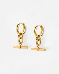 Oliver Bonas - Aretha Tone Waterproof T-bar Drop Hoop Earrings - Lyst